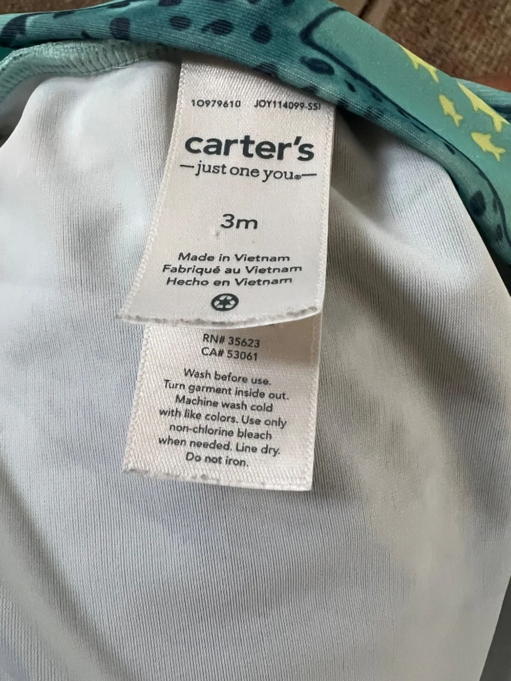 Infant Carter’s rashguard swimsuit 0-3mo